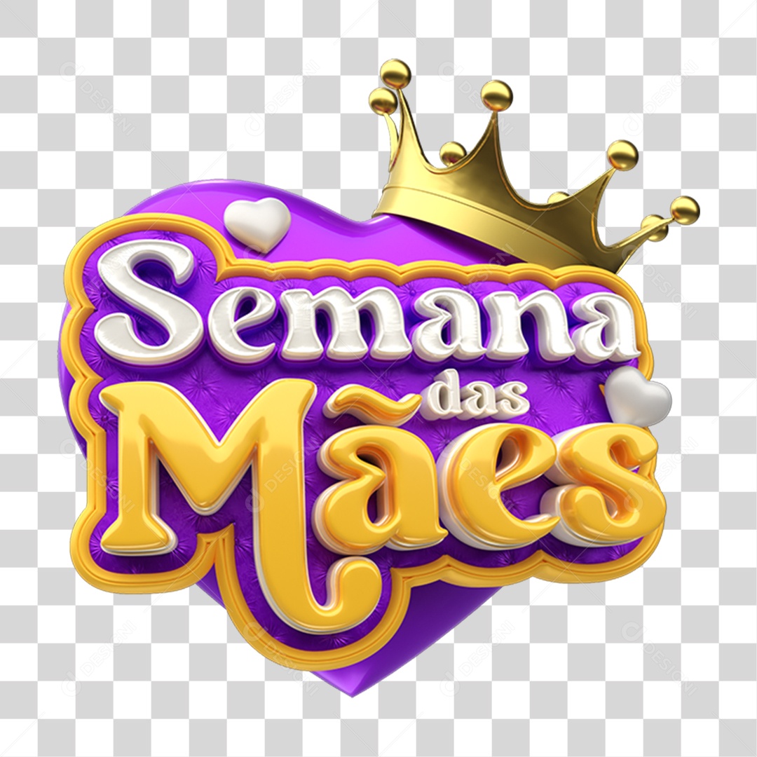 Selo 3D Semana das Mães PNG Transparente