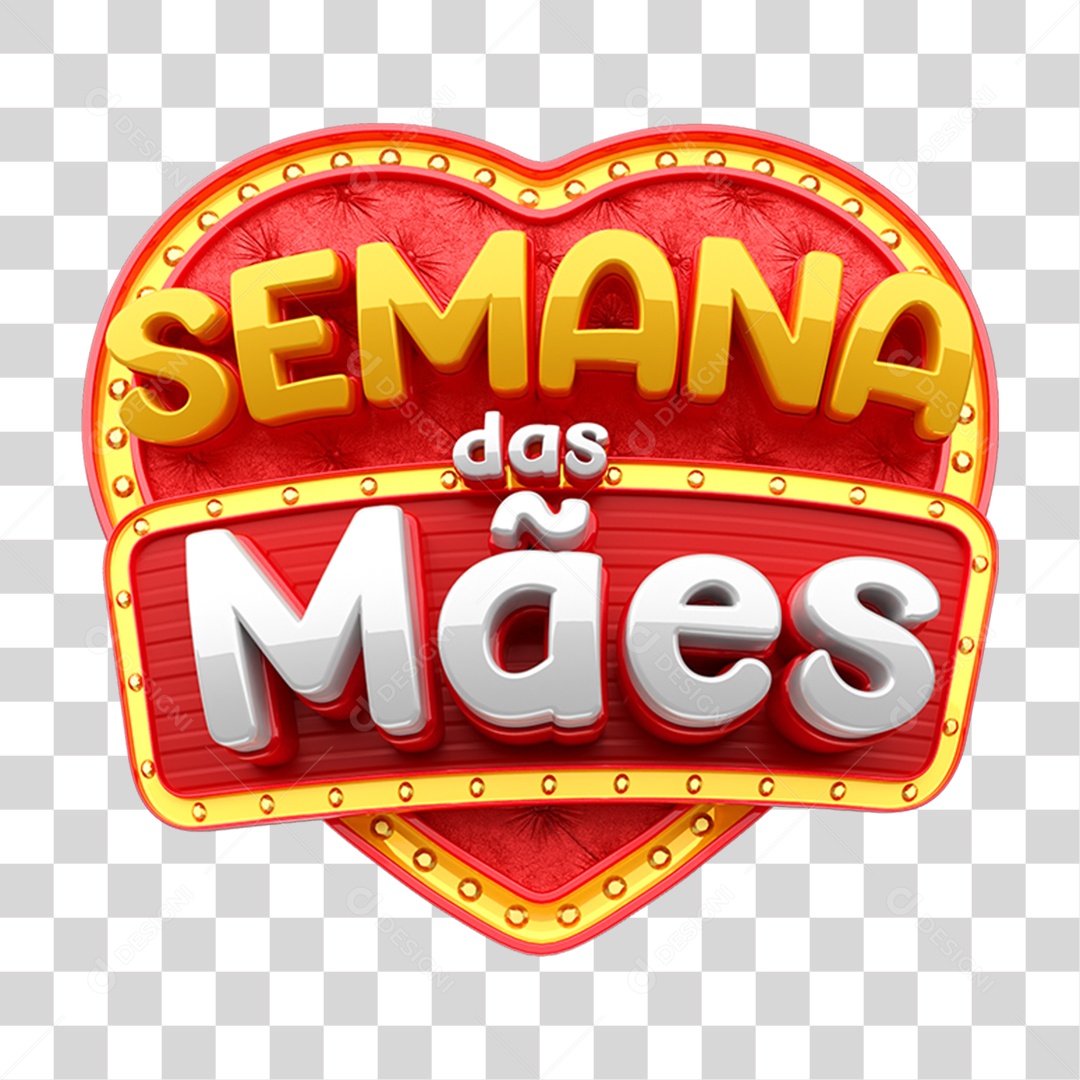 Selo 3D Semana das Mães PNG Transparente