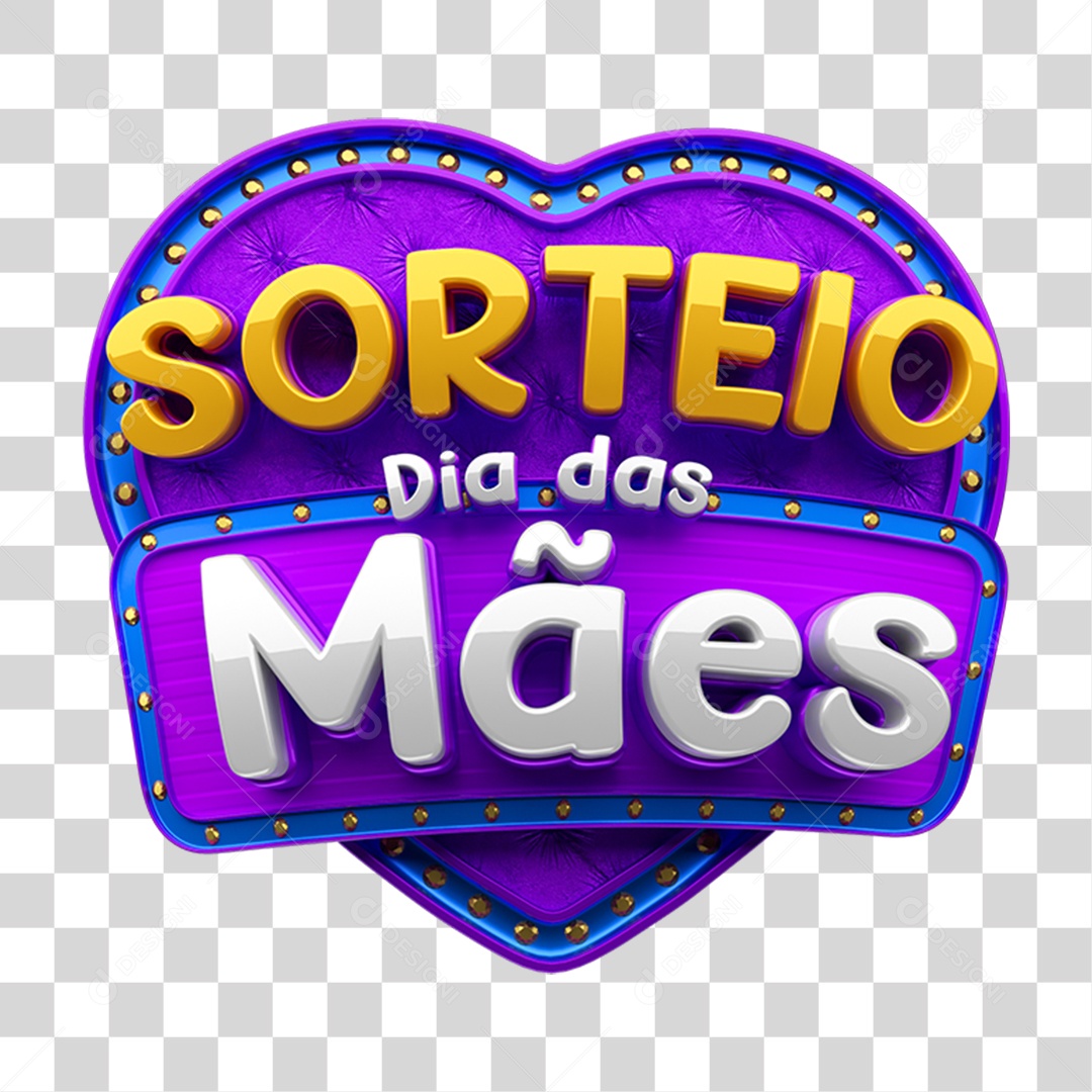 Selo 3D Sorteio Dia das Mães PNG Transparente