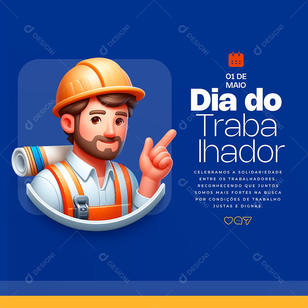 Dia do Trabalhador 01 de Maio Reconhecendo que Juntos Somos mais Forte Social Media PSD Editável