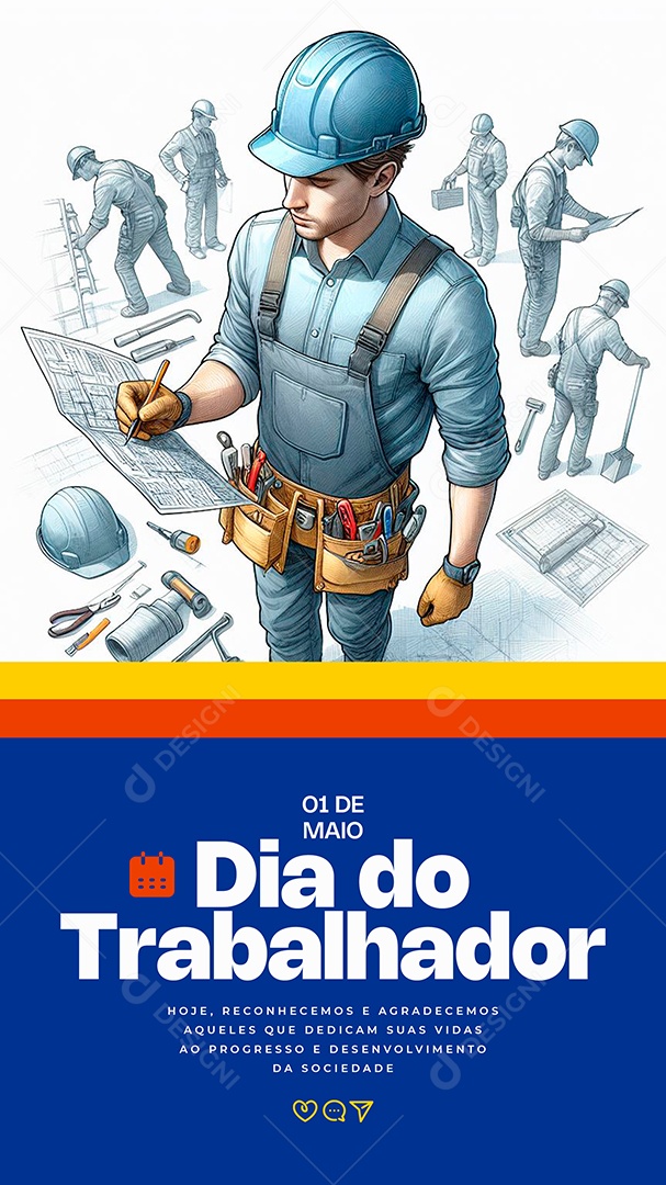 Story Dia do Trabalhador 01 de Maio Reconhecemos e Agradecemos Social Media PSD Editável