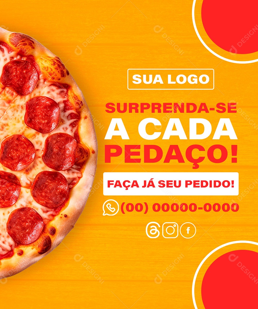 Feed Pizza Surpreenda-se a Cada Pedaço Social Media PSD Editável