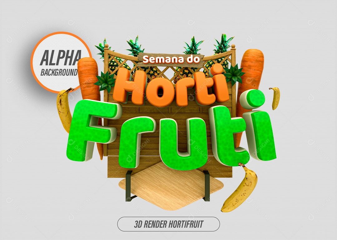 Semana do Hortifruti Selo 3D para Composição PSD