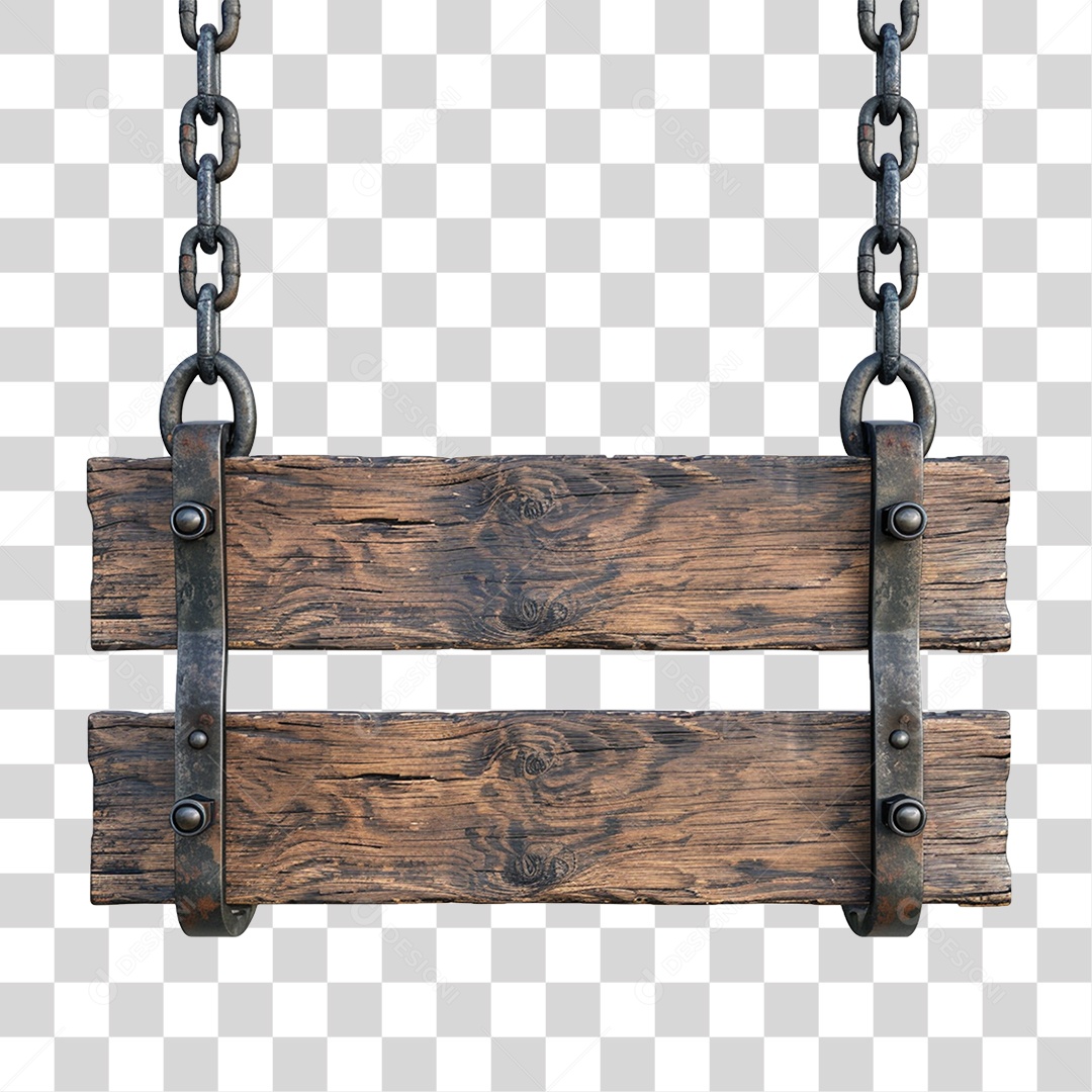 Placa de Madeira Correntes PNG Transparente