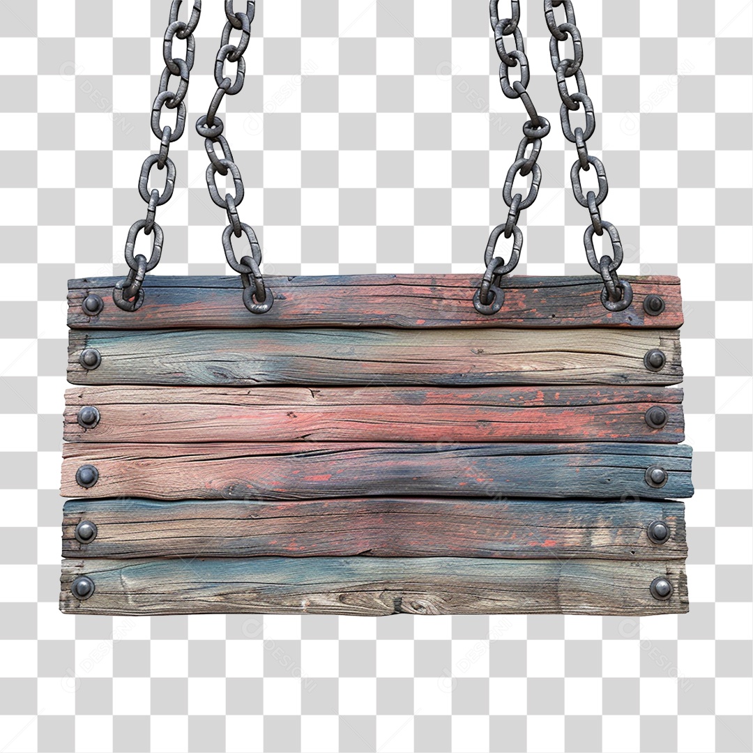 Placa de Madeira Correntes PNG Transparente