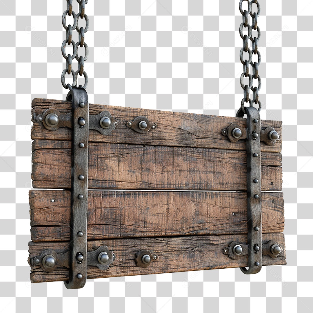 Placa de Madeira Correntes PNG Transparente