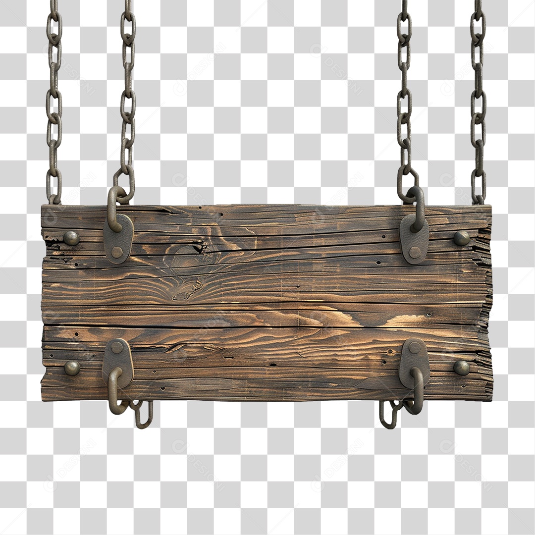 Placa de Madeira Correntes PNG Transparente