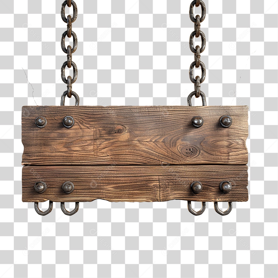 Placa de Madeira Correntes PNG Transparente