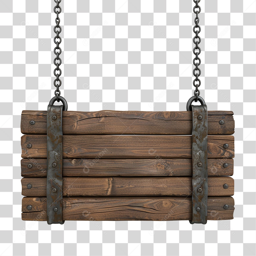 Placa de Madeira Correntes PNG Transparente