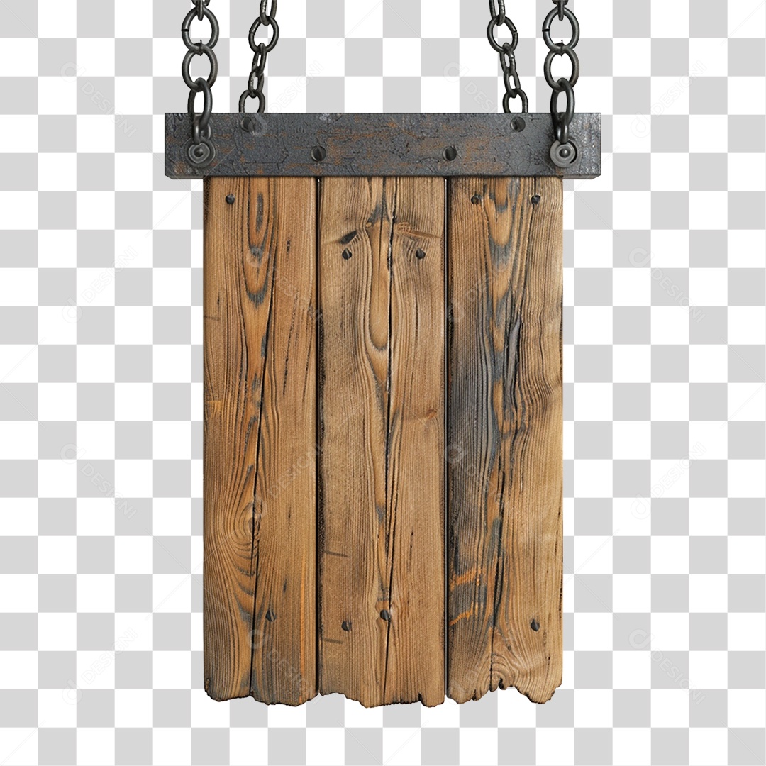 Placa de Madeira Correntes PNG Transparente