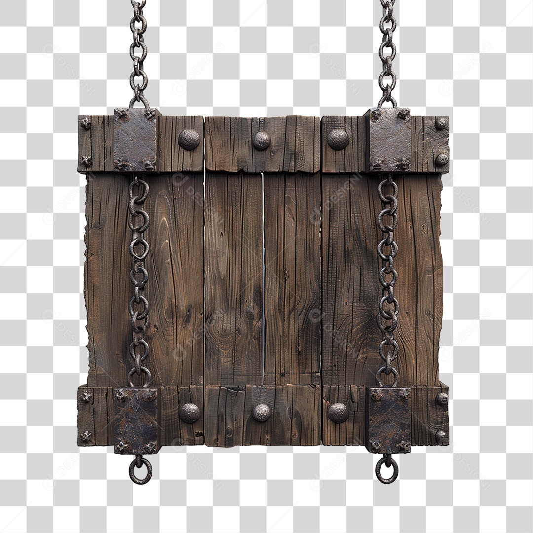 Placa de Madeira Correntes PNG Transparente