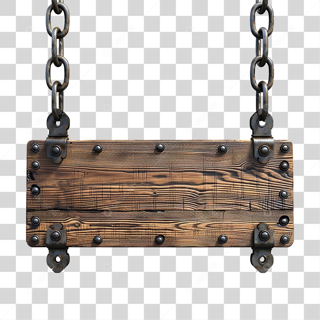 Placa de Madeira Correntes PNG Transparente