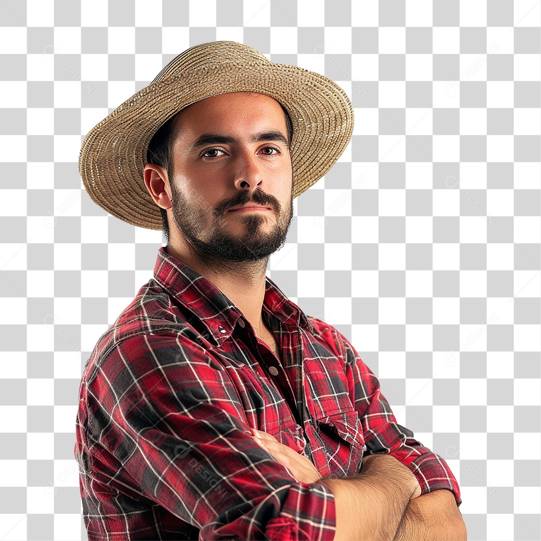 Homem com Camisa Vermelha Xadrez PNG Transparente