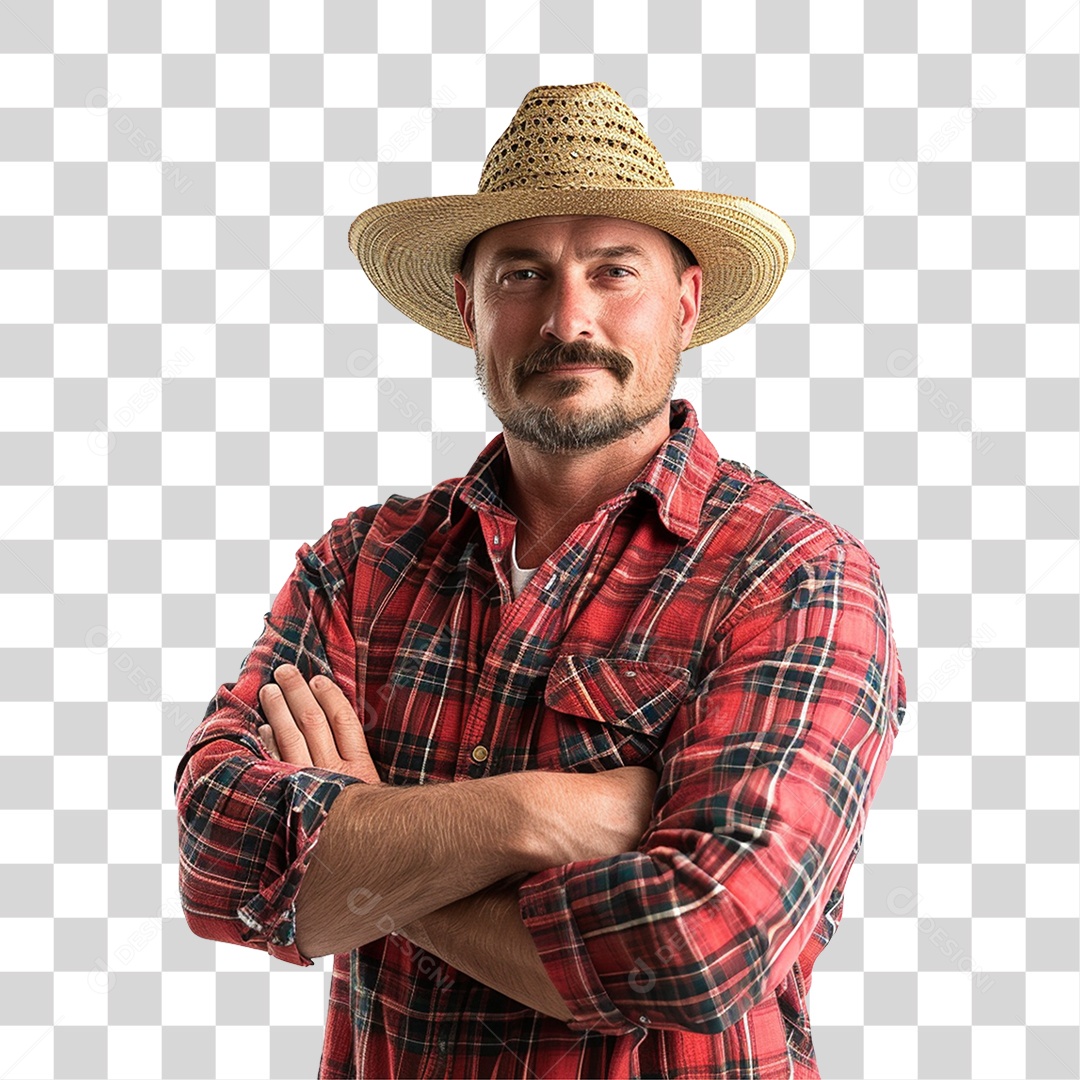 Homem com Camisa Vermelha Xadrez PNG Transparente
