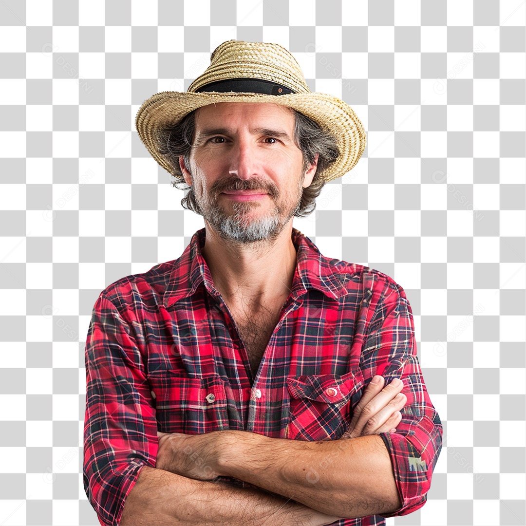 Homem com Camisa Vermelha Xadrez PNG Transparente
