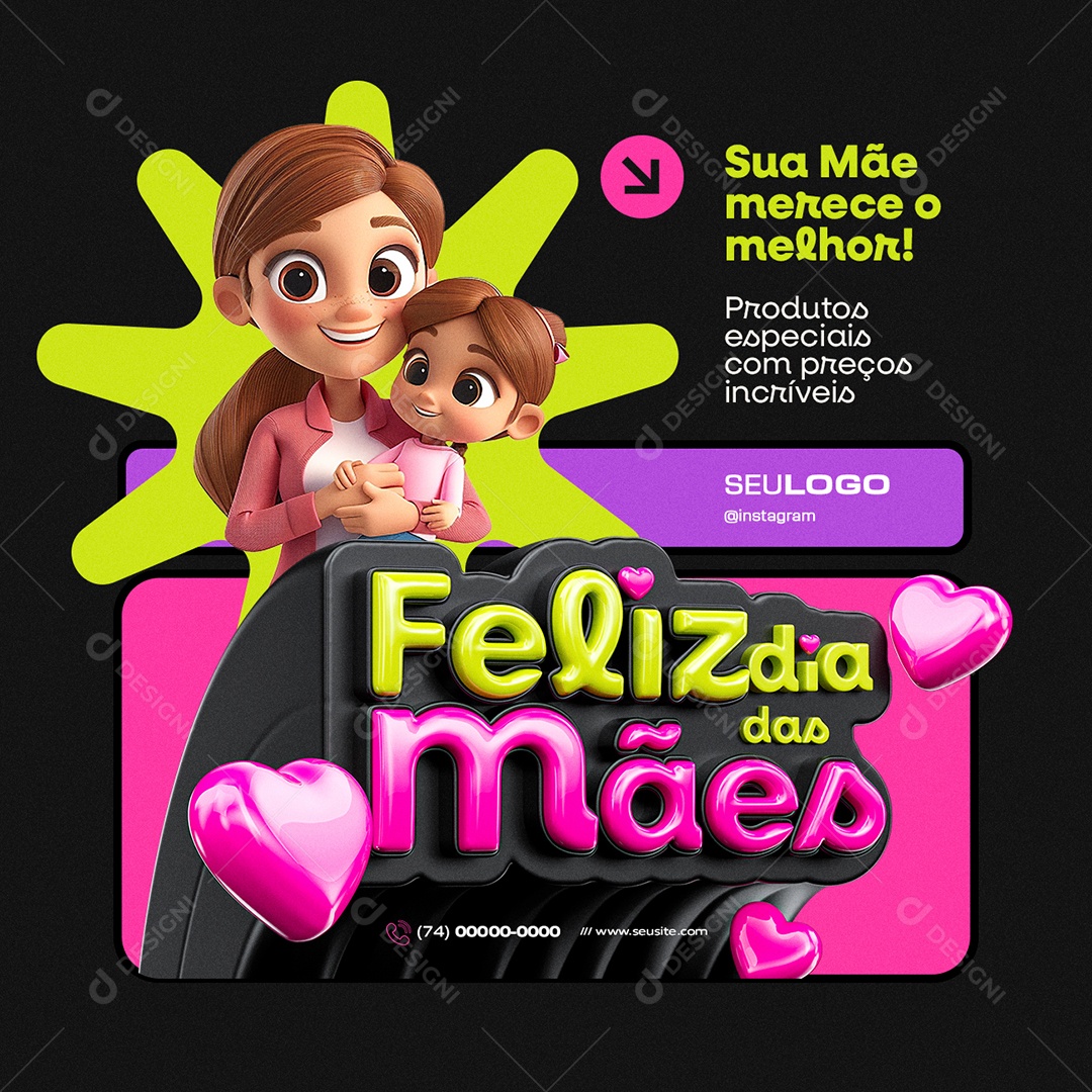 Feliz Dia das Mães Supermercado Produtos Especiais Social Media PSD Editável