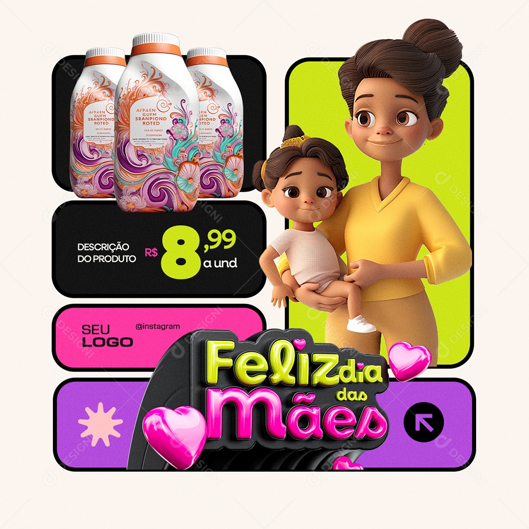 Feliz Dia das Mães Supermercado Produto Social Media PSD Editável