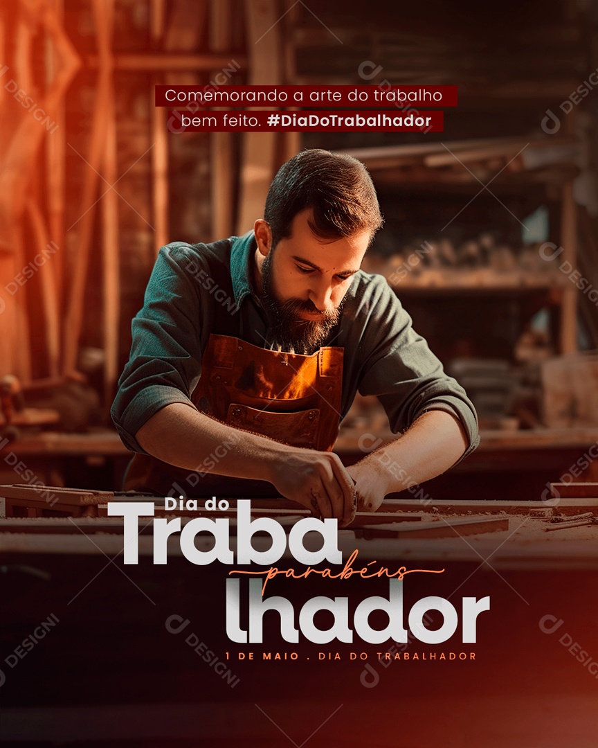 Dia do Trabalhador 01 de Maio Comemorando a Arte do Trabalho Social Media PSD Editável