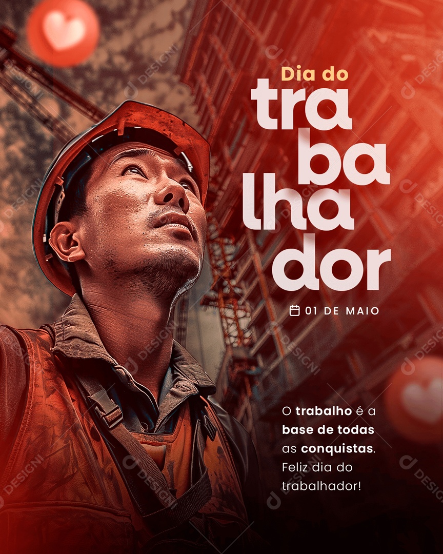 Dia do Trabalhador 01 de Maio o Trabalho é a Base de todas Social Media PSD Editável