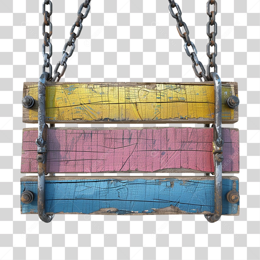 Placa de Madeira Correntes PNG Transparente