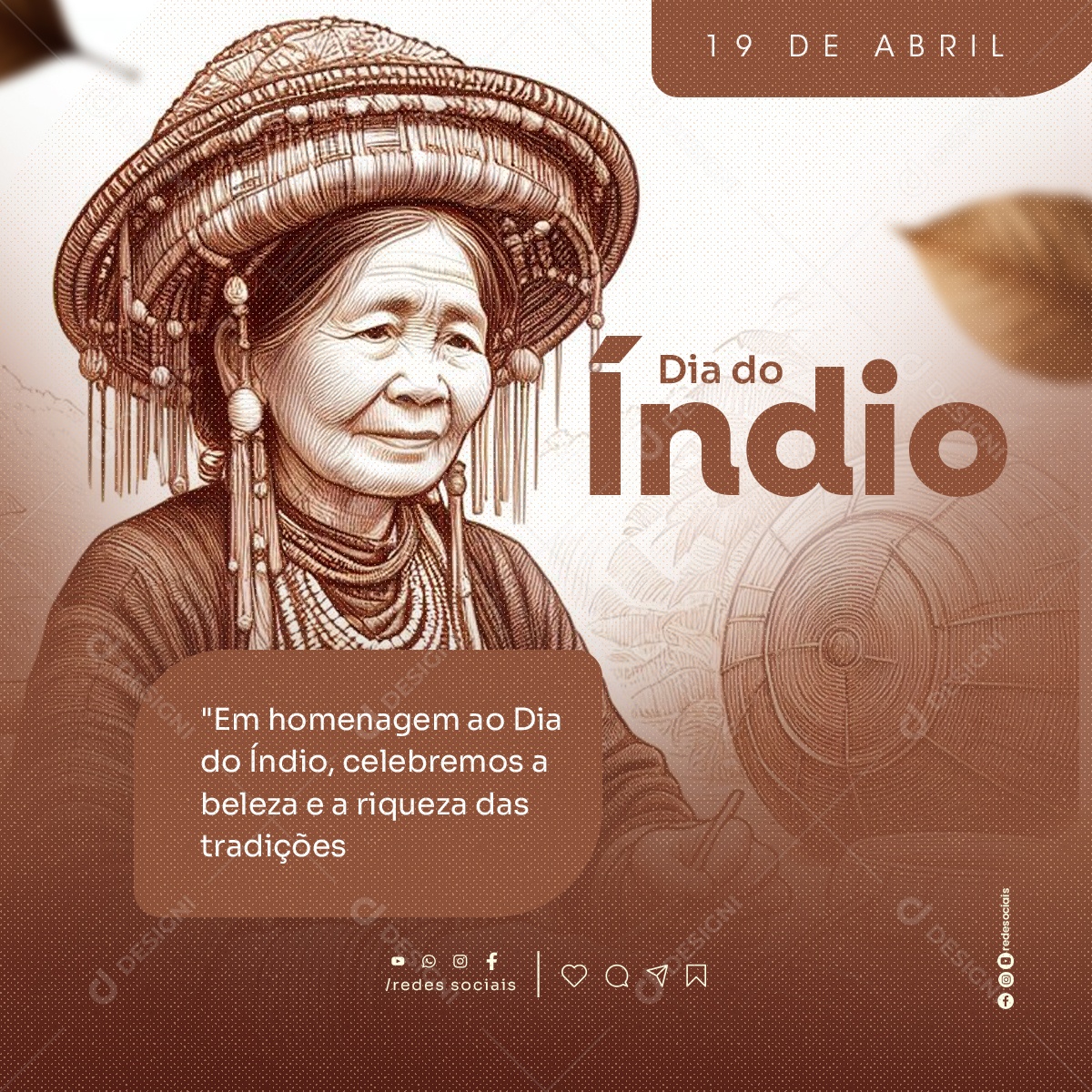 Dia Nacional do Índio 19 de Abril Social Media PSD Editável