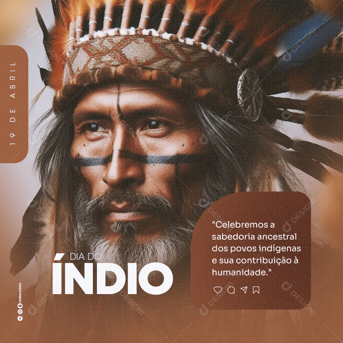 Dia Nacional do Índio 19 de Abril Social Media PSD Editável