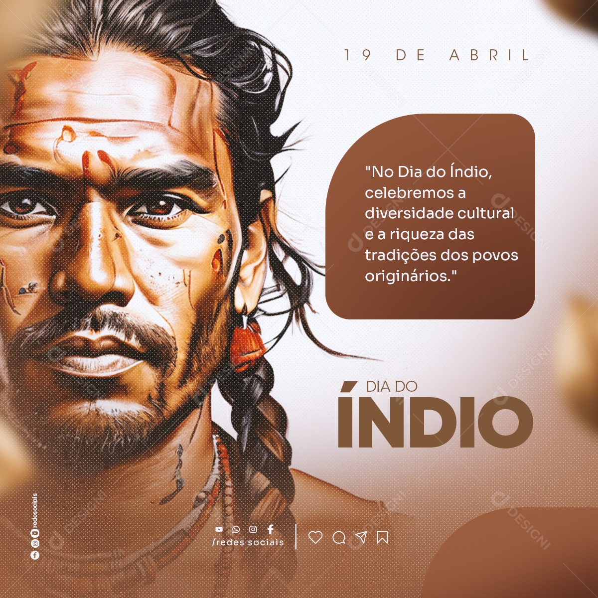 Dia Nacional do Índio 19 de Abril Social Media PSD Editável