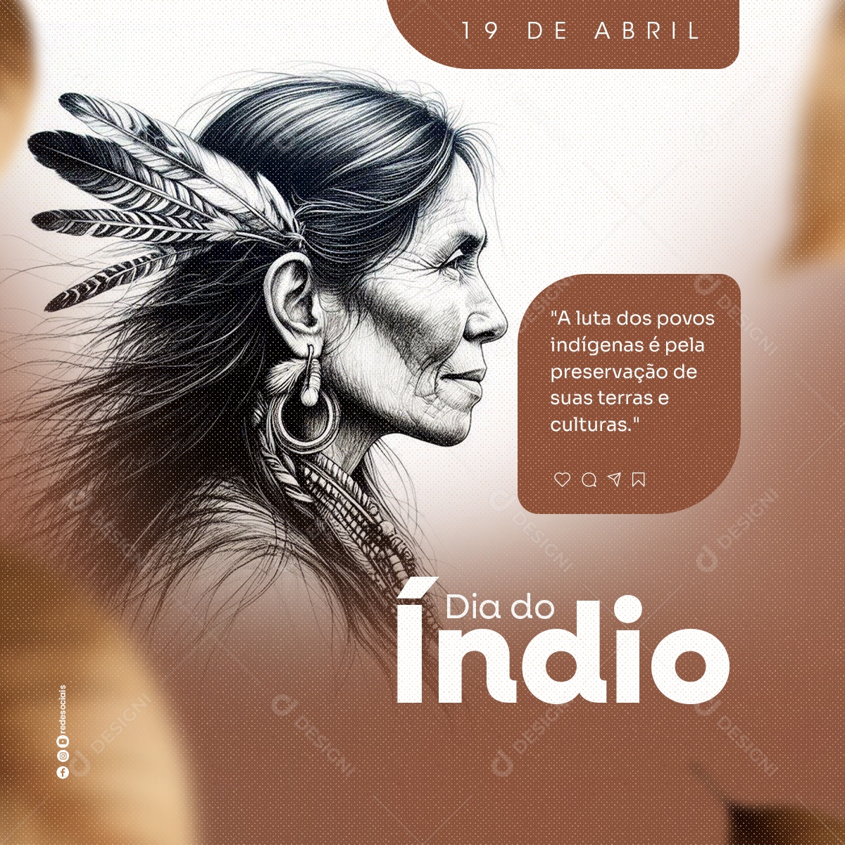 Dia Nacional do Índio 19 de Abril Social Media PSD Editável