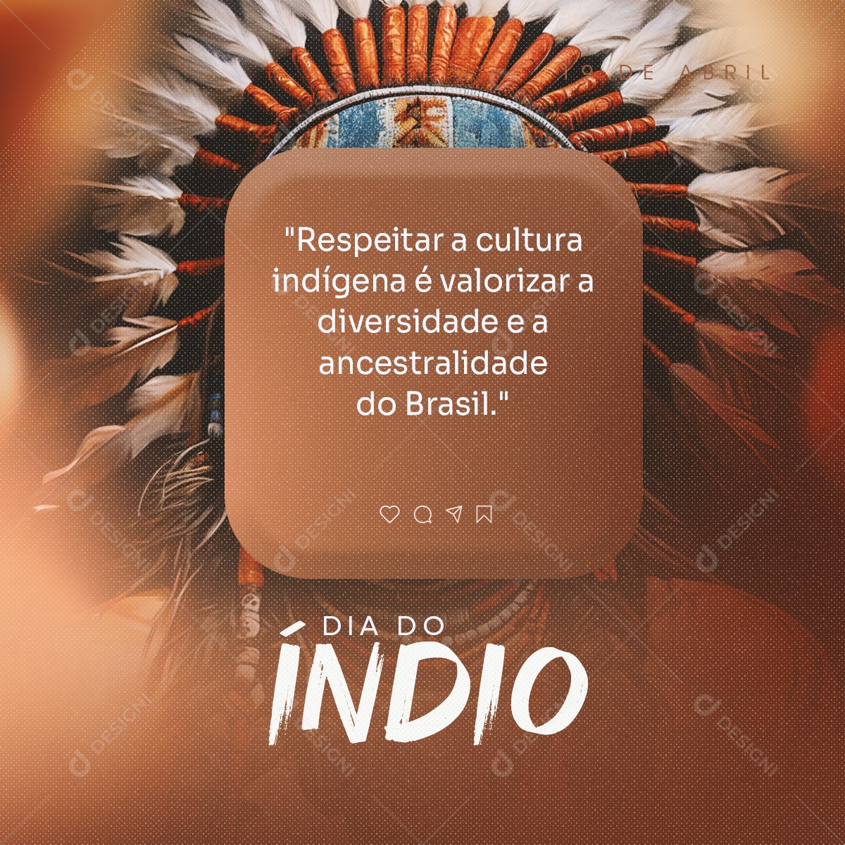 Dia Nacional do Índio 19 de Abril Social Media PSD Editável