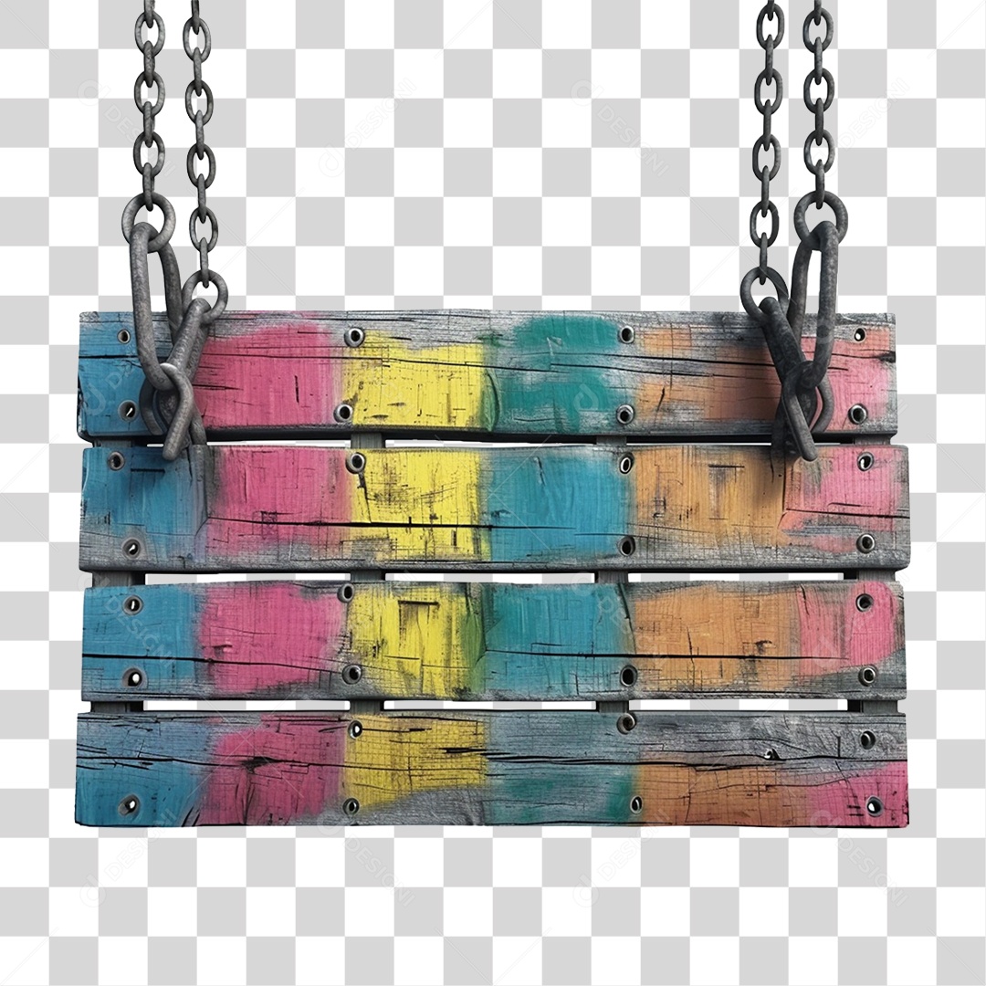 Placa de Madeira Correntes PNG Transparente