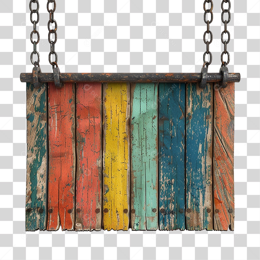 Placa de Madeira Correntes PNG Transparente