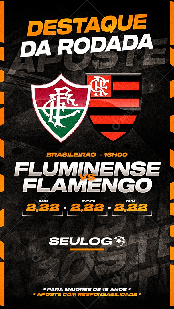 Jogo Brasileirão Fluminense x Flamengo Simples Social Media PSD Editável