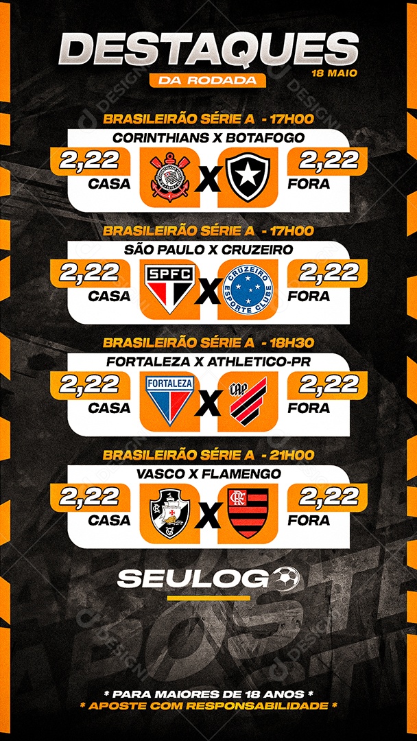 Tabela de 4 Jogos Facil Edição Social Media PSD Editável