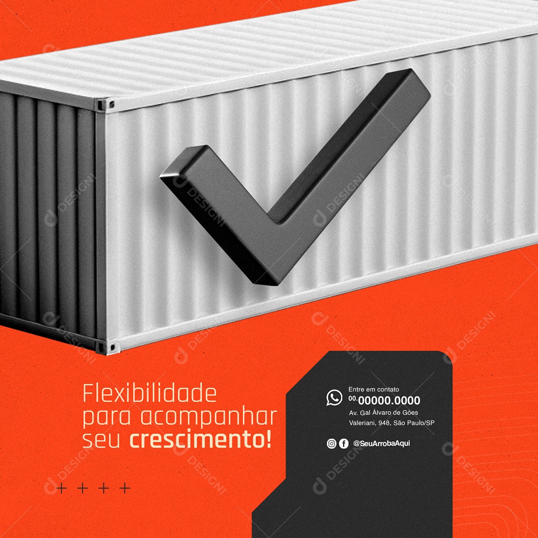 Containers Flexibilidade para Acompanhar seu Crescimento Social Media PSD Editável