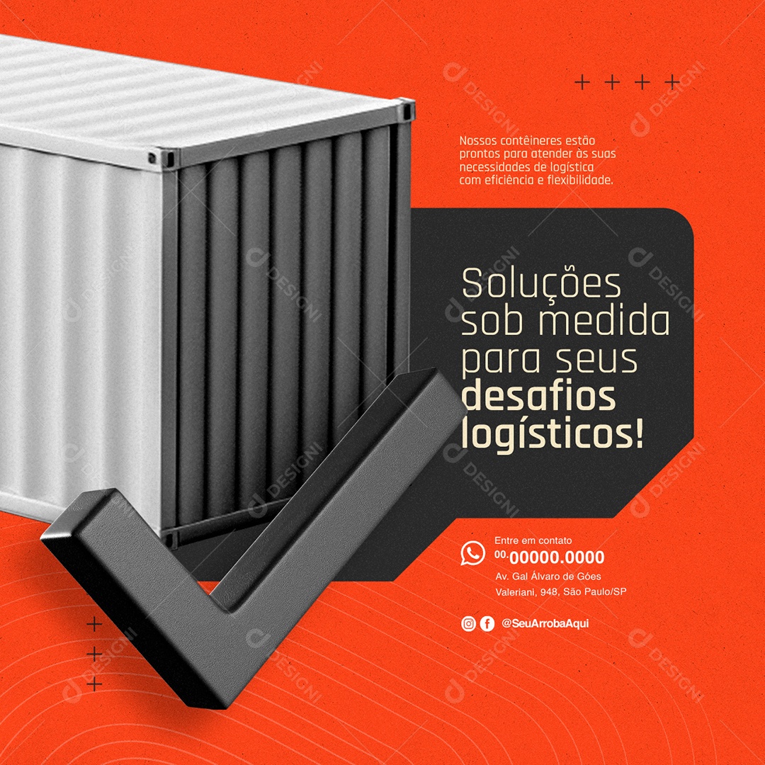 Containers Soluções Sob Medida para Seus Desafios Logísticas Social Media PSD Editável