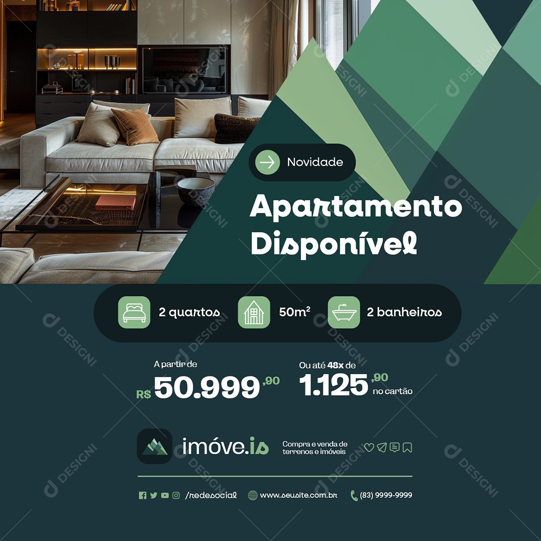 Imóveis Novidade Apartamento Disponível Social Media PSD Editável