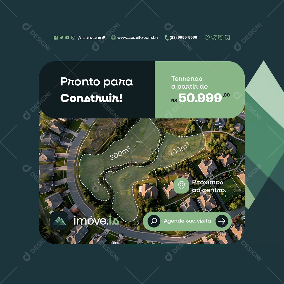 Imóveis Pronto para Construir Terrenos Agende sua Visita Social Media PSD Editável