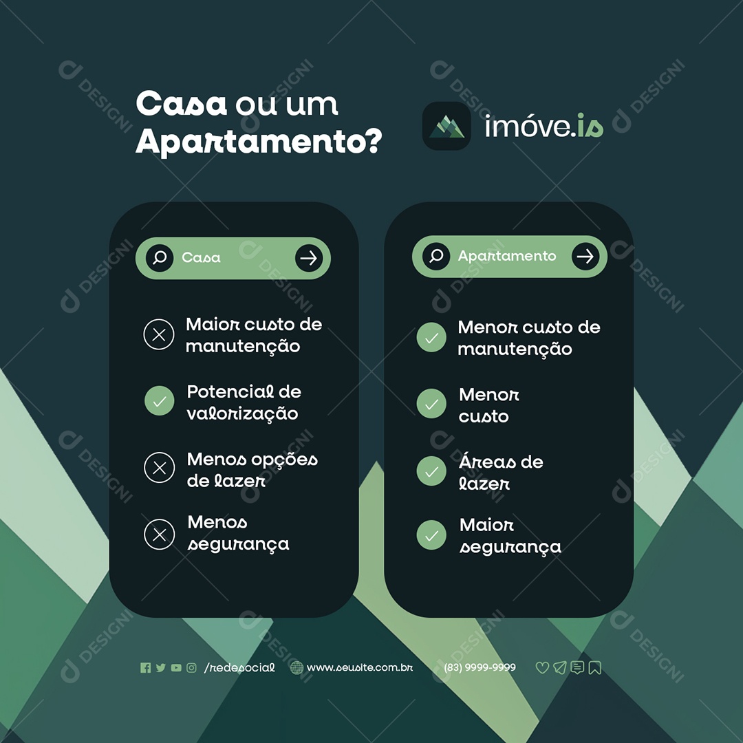 Imóveis Casa ou Um Apartamento Social Media PSD Editável