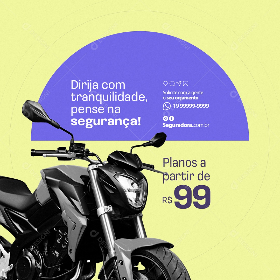 Safe Motorcycle Drive with Peace of Mind Think Social Security Editable PSD