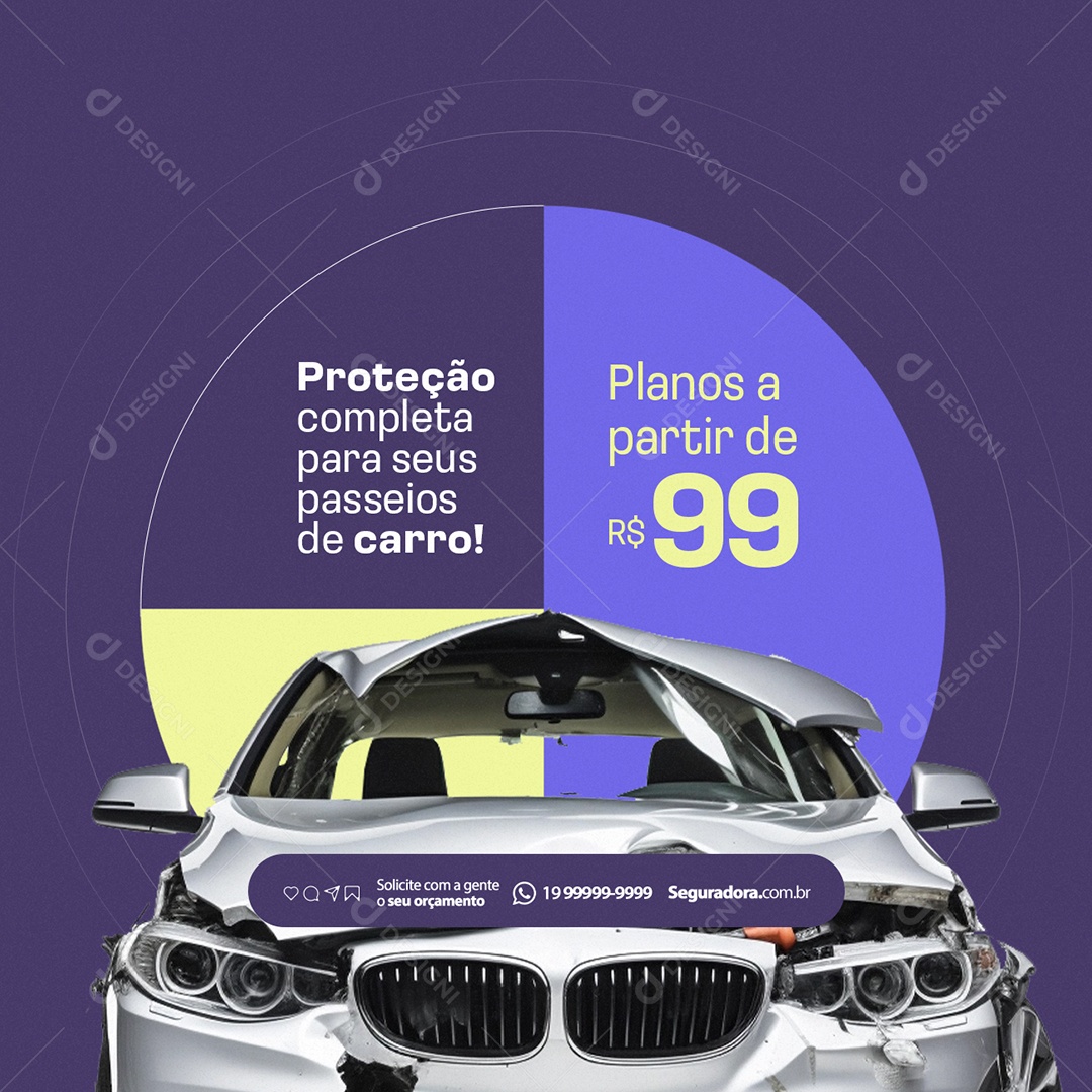 Social Media Seguro Proteção Completa para Seus Passeios de Carro PSD Editável