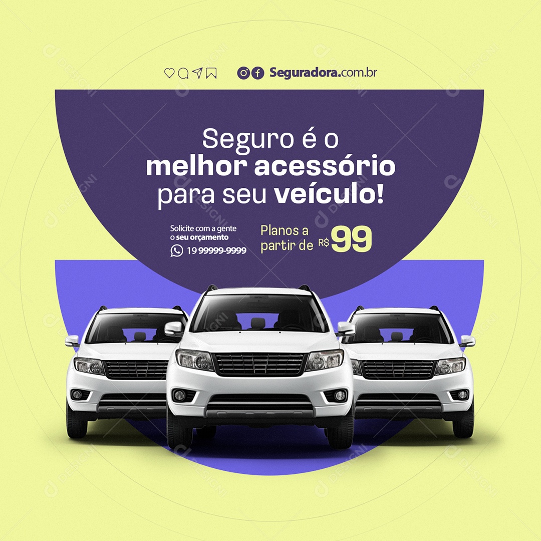 Seguro é o Melhor Acessório para Seu Veículo Social Media PSD Editável