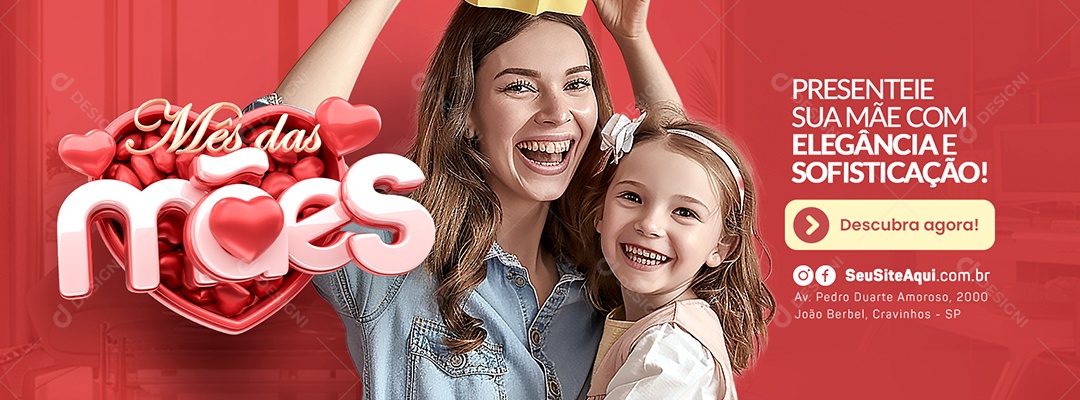 Mês das Mães Web Banner Presenteie sua Mãe com Elegância Social Media PSD Editável