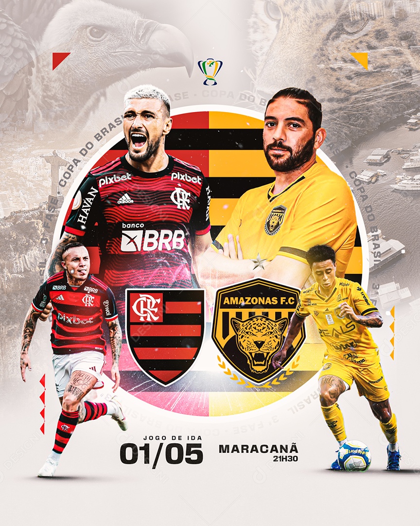 Futebol Flamengo X Amazonas F.C Social Media PSD Editável