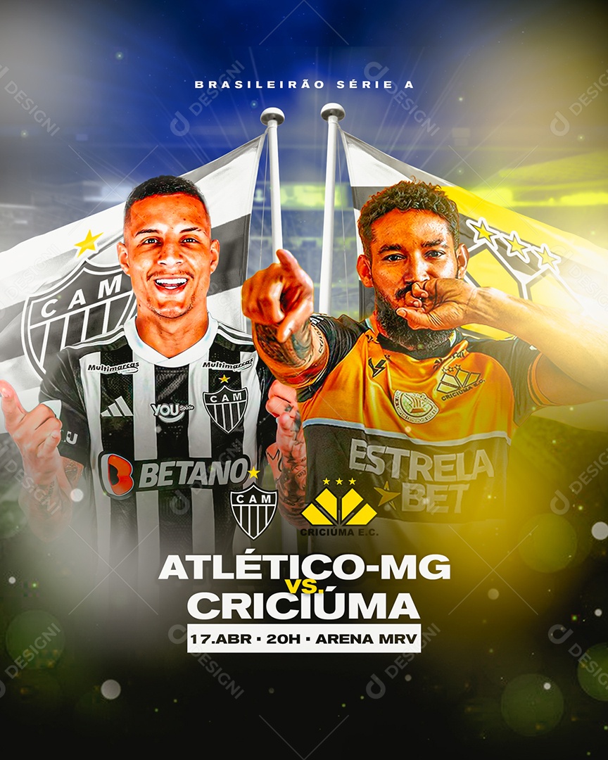 Futebol Brasileirão Atlético-MG X Criciúma Social Media PSD Editável