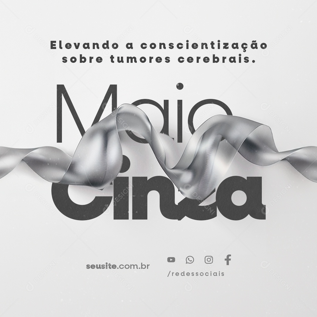 Social Media Maio Cinza Elevando a Conscientização Sobre Tumores Cerebrais PSD Editável