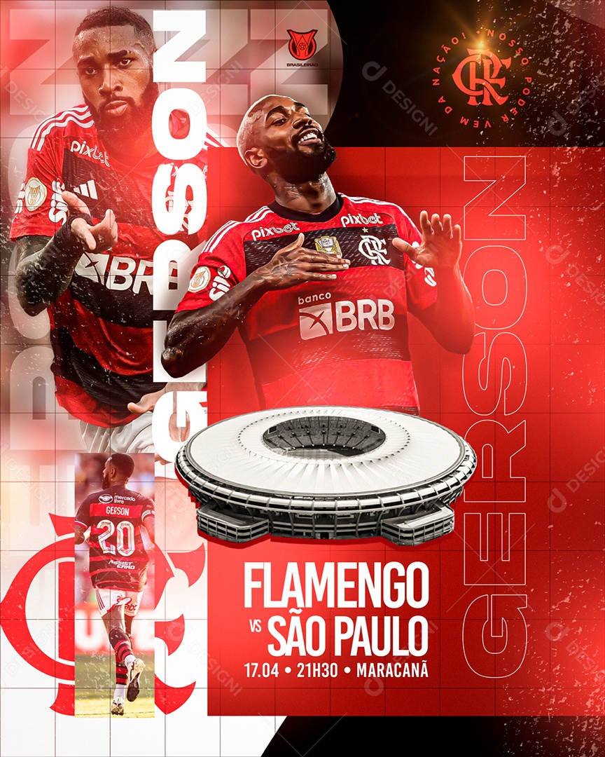Futebol Flamengo X São Paulo Social Media PSD Editável