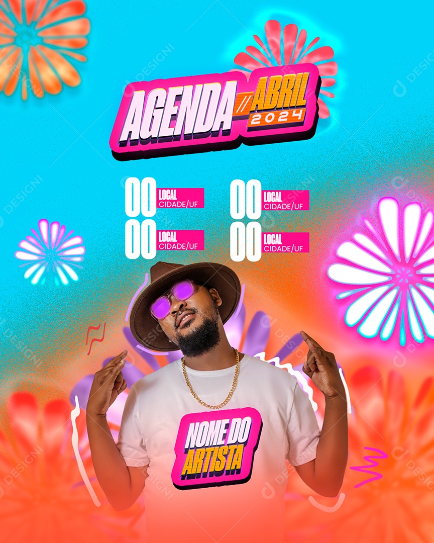Flyer Agenda de Abril Artista Social Media PSD Editável
