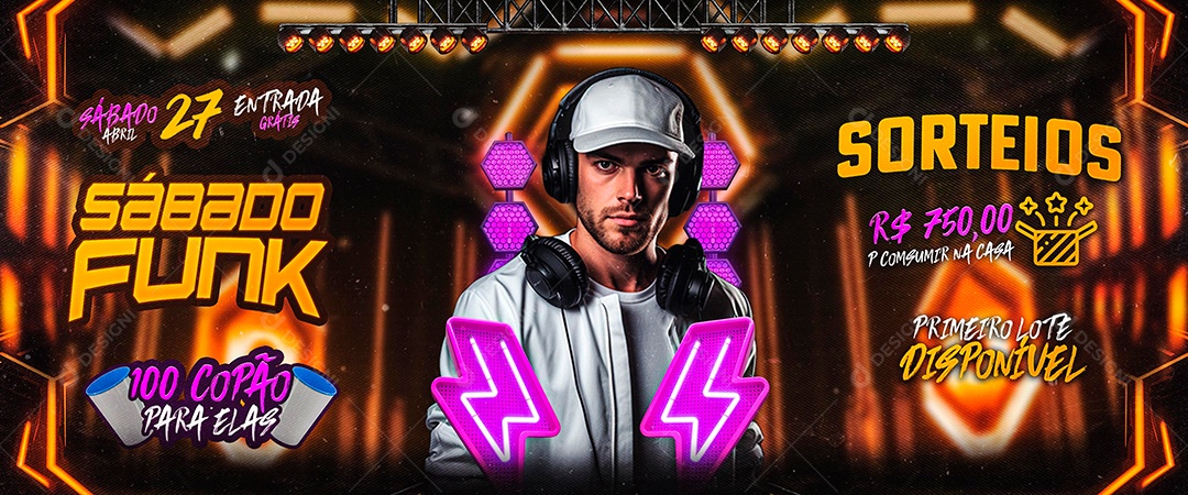 Carrossel Flyer Sábado Funk Sorteios Social Media PSD Editável