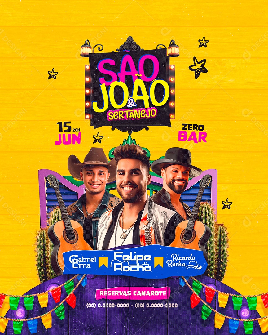 Flyer São João e Sertanejo Gabriel Lima Felipe Rocha Ricardo Rocha Social Media PSD Editável