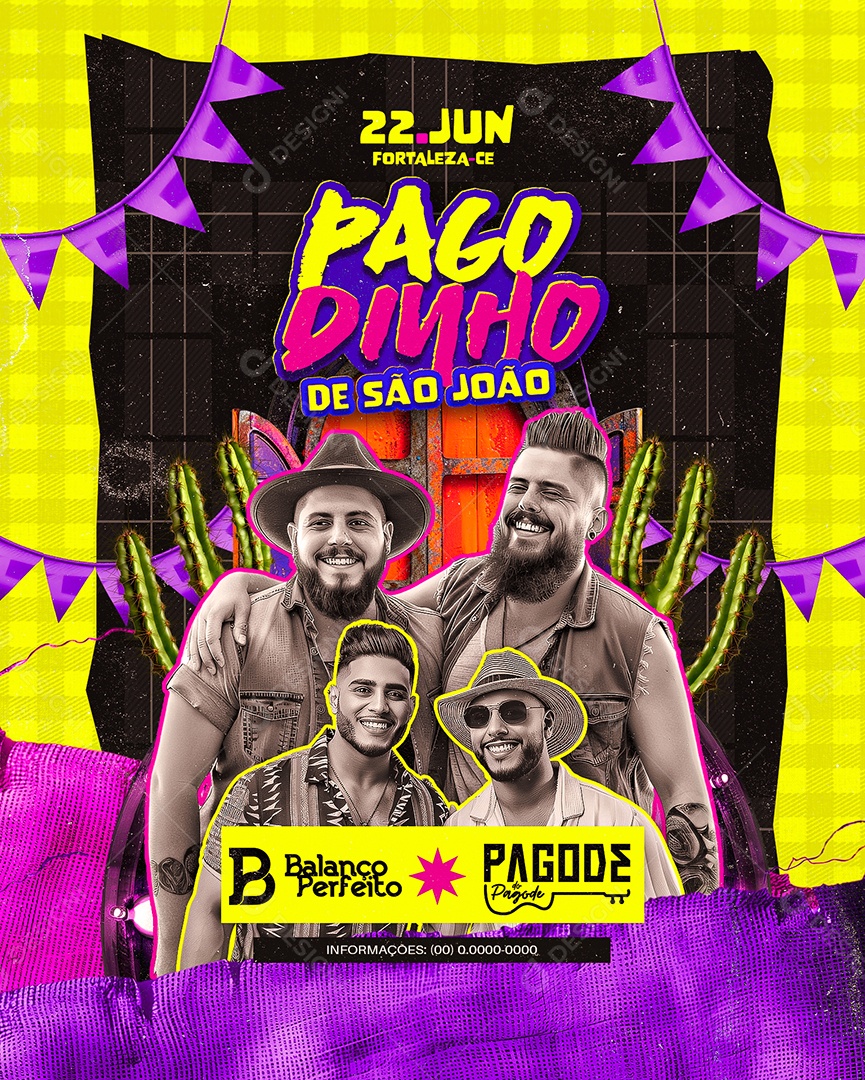 Flyer Pagodinho de São João Balanço Perfeito Pagode do Pagode Social Media PSD Editável